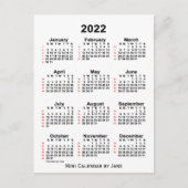 2022 White 52 Week Calendar by Janz Postcard Postkarte (Vorderseite)