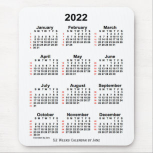 2022 White 52 Week Calendar von Janz Mousepad