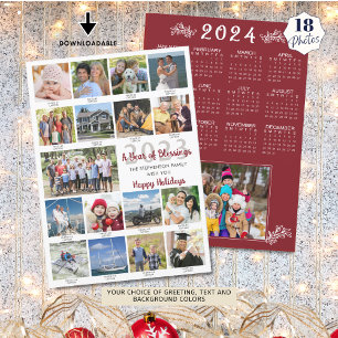 2023 18 Fotocollage Captions 2024 Kalender Feiertagskarte