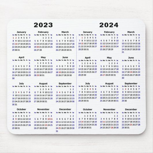 2023 - 2024 Kalender Minimalistisch 2 Jahre Kalend Mousepad (Vorne)