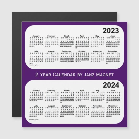 2023-2024 Lila 2-Jahres-Kalender von Janz Magnet (Vorne/Hinten)