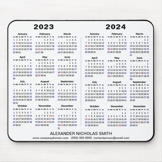 2023 - 2024 Minimalistischer Kalender Mousepad (Vorne)