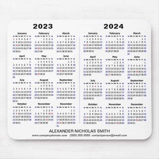 2023 - 2024 Minimalistischer Kalender Mousepad (Vorne)