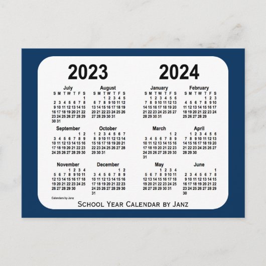 2023-2024 Police Box Blue School Calendar by Janz Postkarte (Vorderseite)