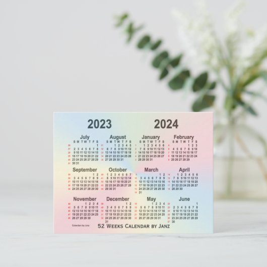 2023-2024 Rainbow 52 Weeks Calendar by Janz Postkarte (Stehend Vorderseite)