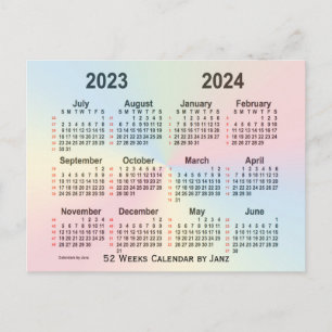 2023-2024 Rainbow 52 Weeks Calendar by Janz Postkarte