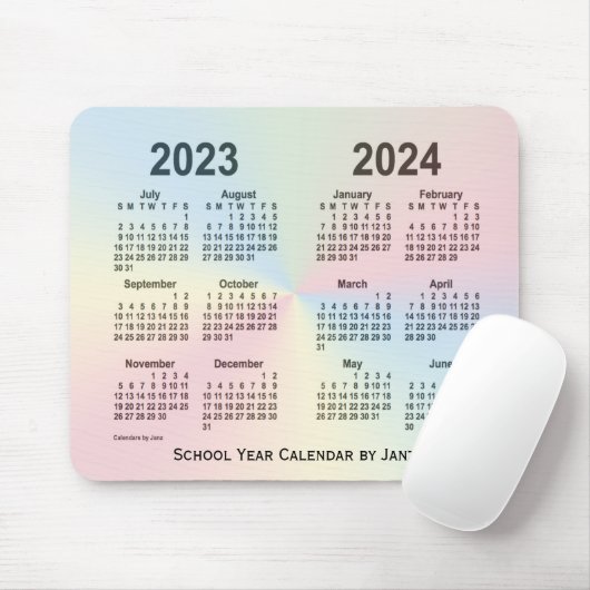 2023-2024 Rainbow Cloud School Calendar by Janz Mousepad (Mit Mouse)