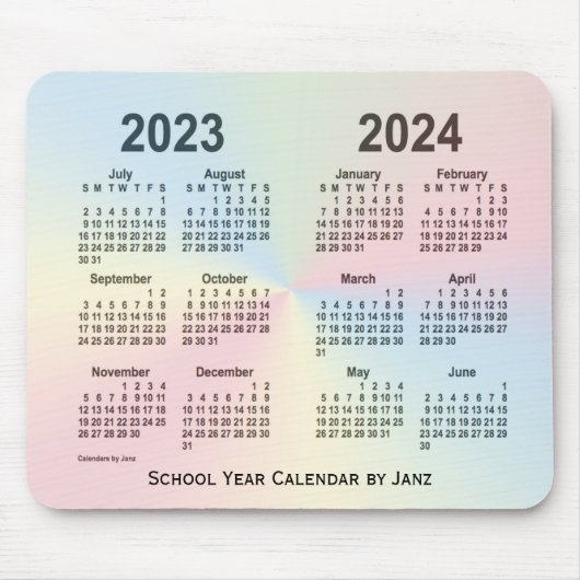 2023-2024 Rainbow Cloud School Calendar by Janz Mousepad (Vorne)