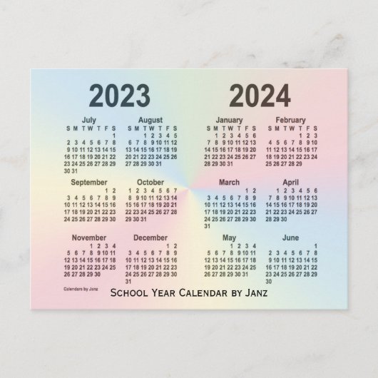 2023-2024 Rainbow Cloud School Calendar by Janz Postkarte (Vorderseite)