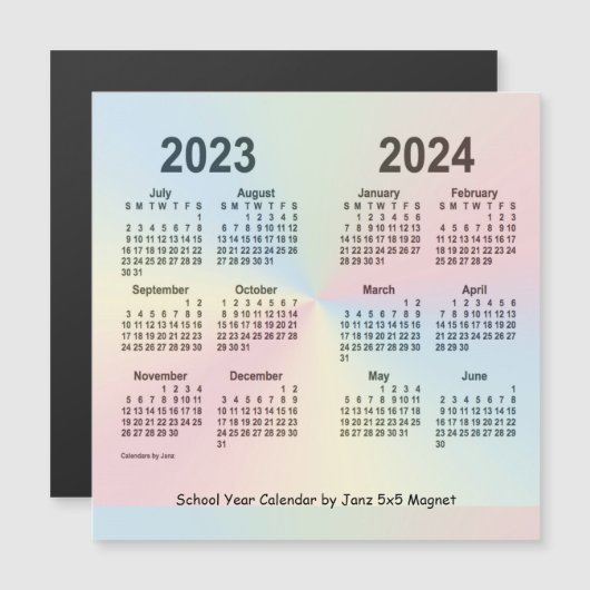 2023-2024 Rainbow School Year Calendar by Janz Magnetkarte (Vorne/Hinten)