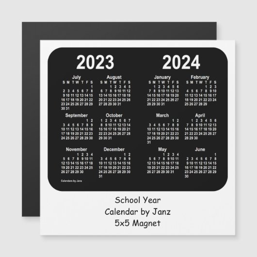 2023-2024 Schwarz-Weiß-Schulkalender von Janz Magnetkarte (Vorne/Hinten)