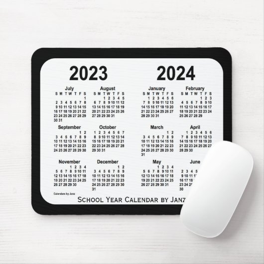 2023-2024 Schwarz-Weiß-Schulkalender von Janz Mousepad (Mit Mouse)