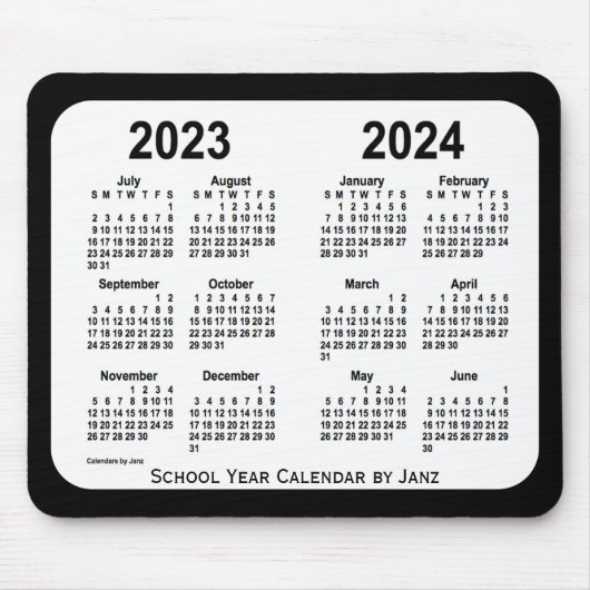 2023-2024 Schwarz-Weiß-Schulkalender von Janz Mousepad (Vorne)