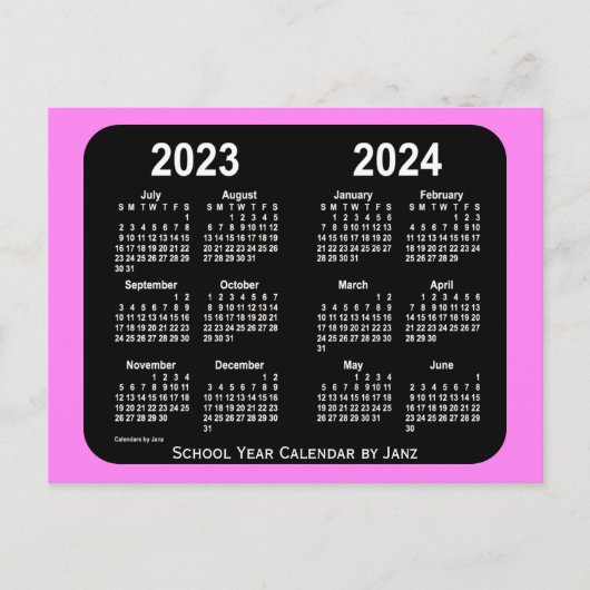 2023-2024 Violet Neon Mini Schulkalender von Janz Postkarte (Vorderseite)