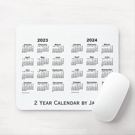2023-2024 Weißer 2-Jahres-Kalender von Janz Mousep Mousepad (Mit Mouse)