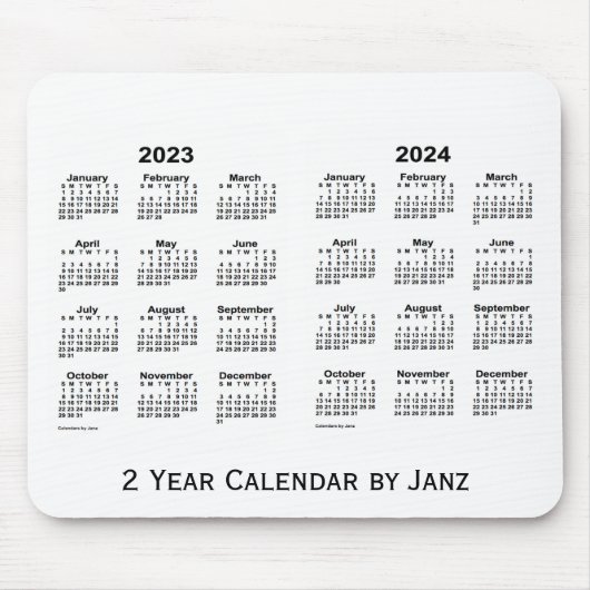 2023-2024 Weißer 2-Jahres-Kalender von Janz Mousep Mousepad (Vorne)