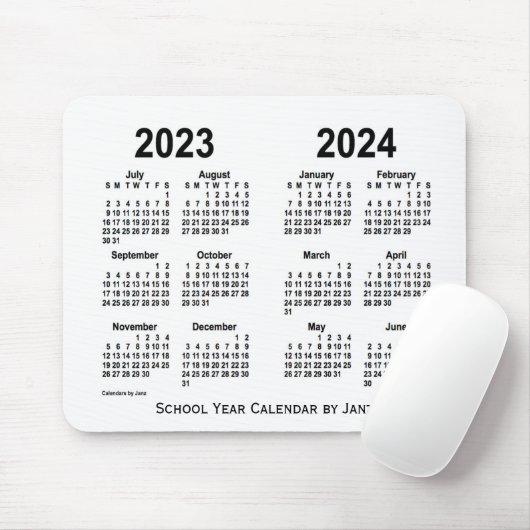 2023-2024 Weißer Schulkalender von Janz Mousepad (Mit Mouse)