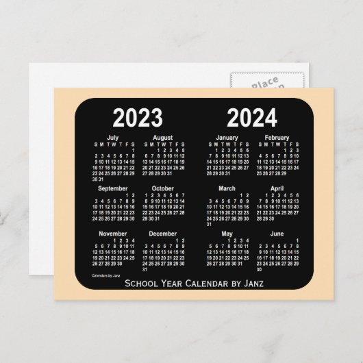 2023-2024 Wheat Neon Mini School Calendar by Janz Postkarte (Vorne/Hinten)
