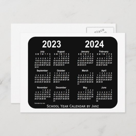 2023-2024 White Neon School Calendar von Janz Postkarte (Vorne/Hinten)