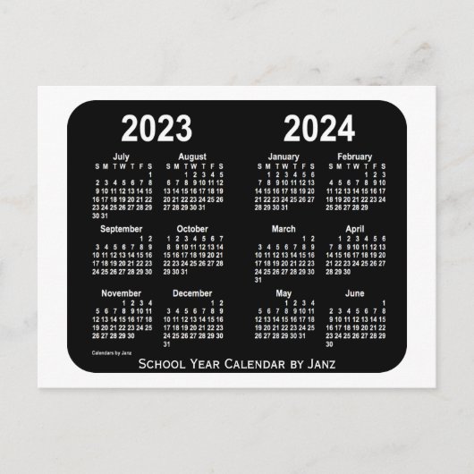 2023-2024 White Neon School Calendar von Janz Postkarte (Vorderseite)