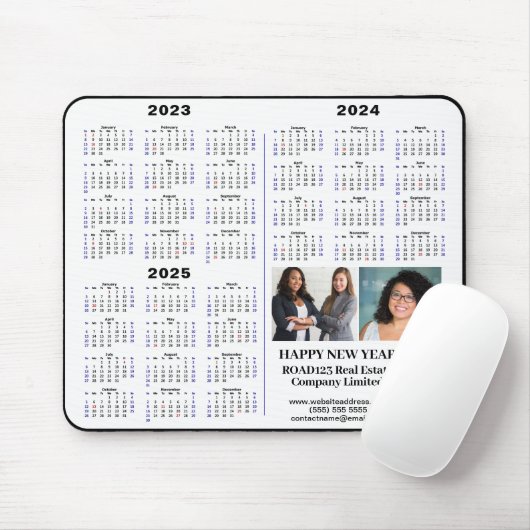 2023 - 2025 Kalender Modernes Business Minimalisti Mousepad (Mit Mouse)