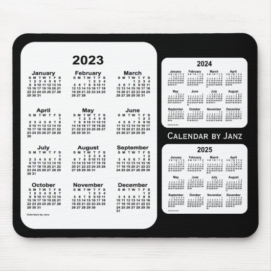 2023-2025 Schwarz-Weiß-Dreijahreskalender von Janz Mousepad (Vorne)