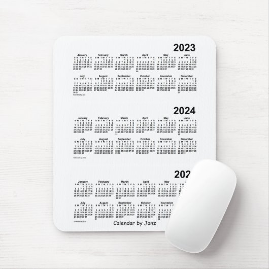 2023-2025 Weißer Dreijahreskalender von Janz Mousepad (Mit Mouse)