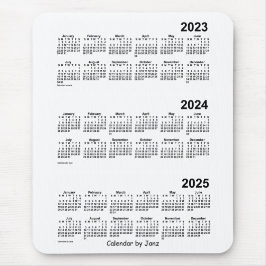 2023-2025 Weißer Dreijahreskalender von Janz Mousepad (Vorne)