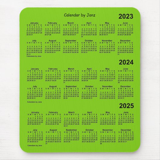 2023-2025 Yellow Green 3 Year Calendar by Janz Mou Mousepad (Vorne)