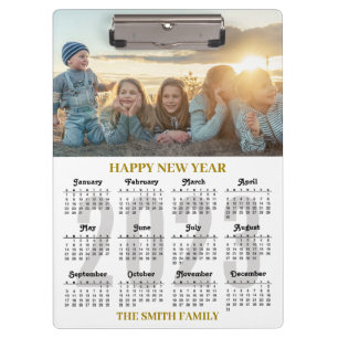 2023-2026 Calendar Modernes Gold Script Family Fot Klemmbrett