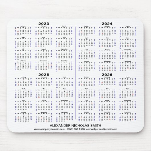 2023 - 2026 Kalender Minimalistisch 4 Jahre Benutz Mousepad (Vorne)