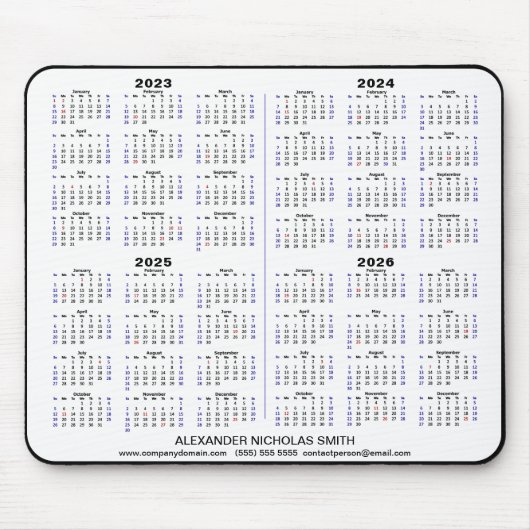 2023 - 2026 Kalender Minimalistisch 4 Jahre Benutz Mousepad (Vorne)