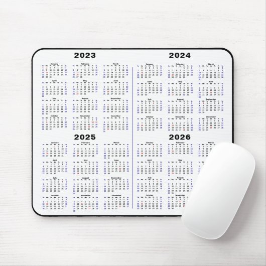 2023 - 2026 Kalender Minimalistisch 4 Jahre Kalend Mousepad (Mit Mouse)