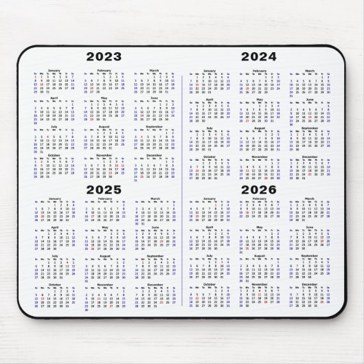 2023 - 2026 Kalender Minimalistisch 4 Jahre Kalend Mousepad (Vorne)