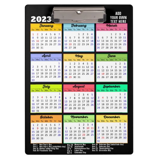 2023 - 2026 Kalender mit öffentlichen Feiertagen M Klemmbrett (Vorderseite)