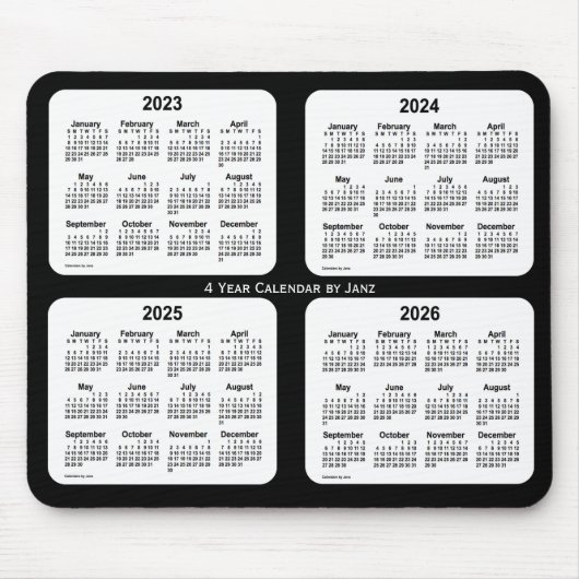 2023-2026 Schwarz-Weiß-Kalender von Janz Mousepad (Vorne)