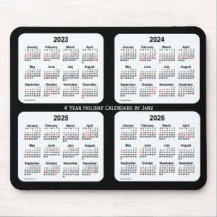 2023-2026 Schwarzweiss-Feiertags-Kalender durch Mousepad