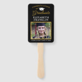 2023 Abschluss Black and Gold Glitzer Foto Fächer (Rückseite)