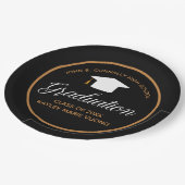 2023 Abschluss Black Gold Custom School Party Pappteller (Schrägansicht)