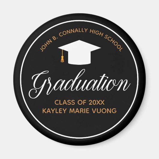 2023 Abschluss Black Gold Personalisiert Graduate Magnet (Vorne)