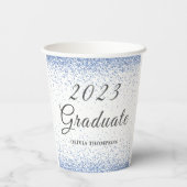 2023 Abschluss Blue Glitzer Paper Cup Pappbecher (Rückseite)