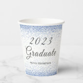 2023 Abschluss Blue Glitzer Paper Cup Pappbecher (Vorderseite)