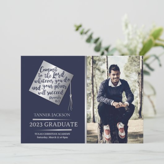 2023 Abschluss Einladung mit Christlichem Angebot (Stehend Vorderseite)