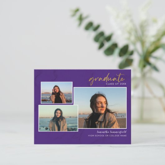 2023 Abschluss Foto Collage Lila Skript (Stehend Vorderseite)