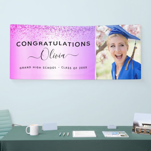 2023 Abschluss Glitzer Lila Banner (Messe)