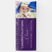 2023 Abschluss Glitzer Lila Silver Banner (Vertikal)