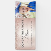 2023 Abschluss Glitzer Rose Gold Blush Pink Banner (Vertikal)