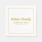 2023 Abschluss-Gold-Pinselskript Serviette (Vorderseite)