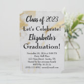 2023 Abschluss Grauer Marmor mit schwarzem Text Einladung (Stehend Vorderseite)