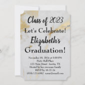 2023 Abschluss Grauer Marmor mit schwarzem Text Einladung (Vorderseite)